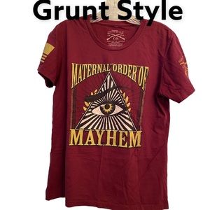 Grunt Style Maternal order of Mayhem Graphic Maroon Tee L